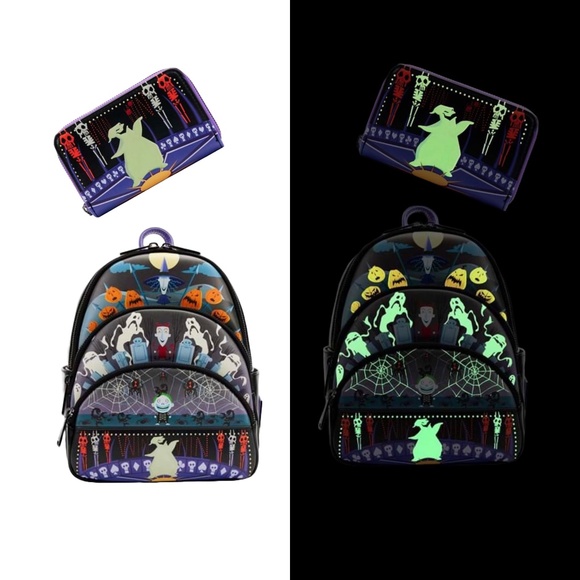Loungefly Handbags - Loungefly The Nightmare Before Christmas Triple Pocket Mini Backpack and Wallet